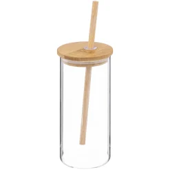 Copas>Vaso De Vidrio C/Tapa+Pajita 40 Cl