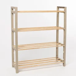 Zapateros>Zapatero con 4 niveles beige de madera