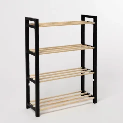 Zapateros>Zapatero con 4 niveles negro de madera