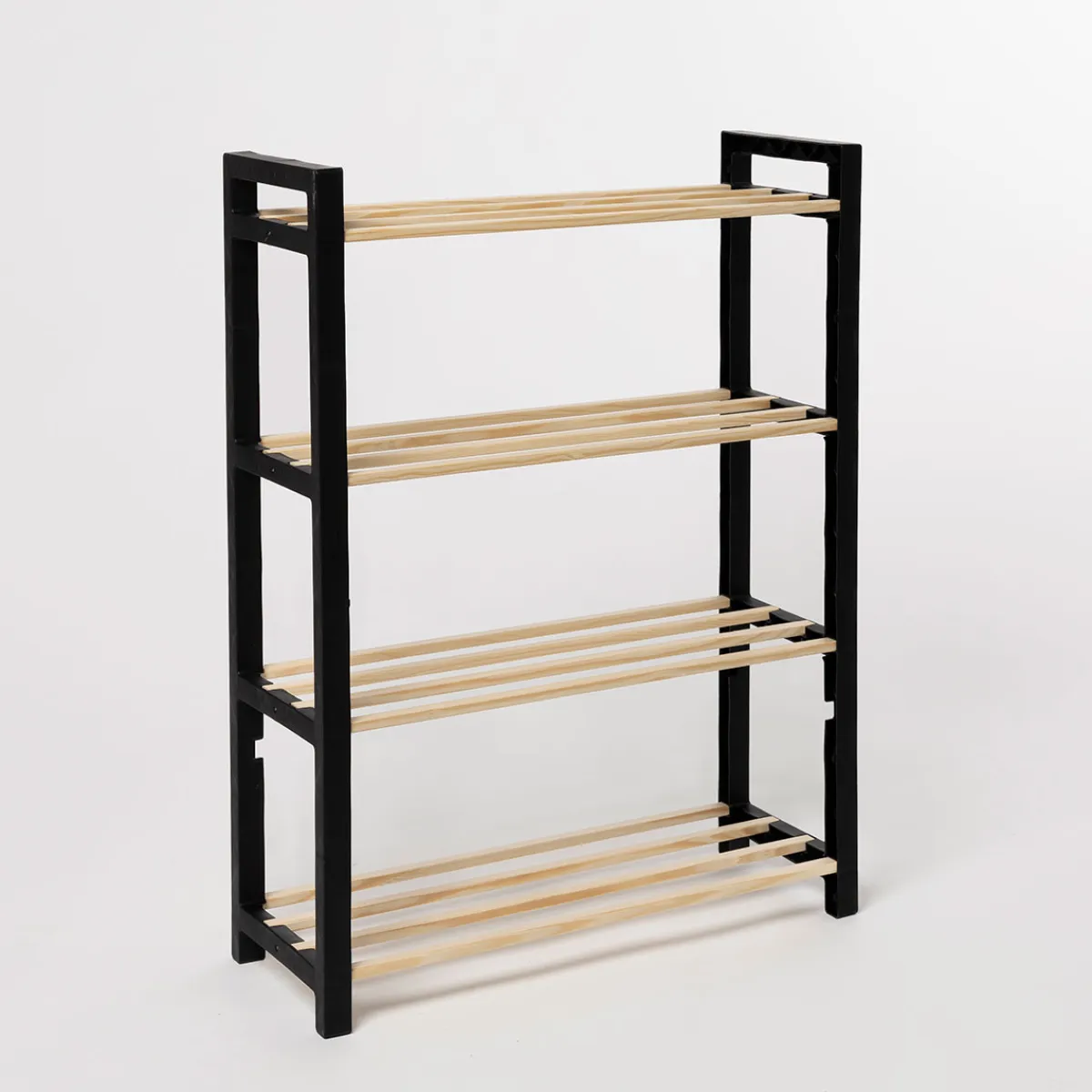 Zapateros>Zapatero con 4 niveles negro de madera