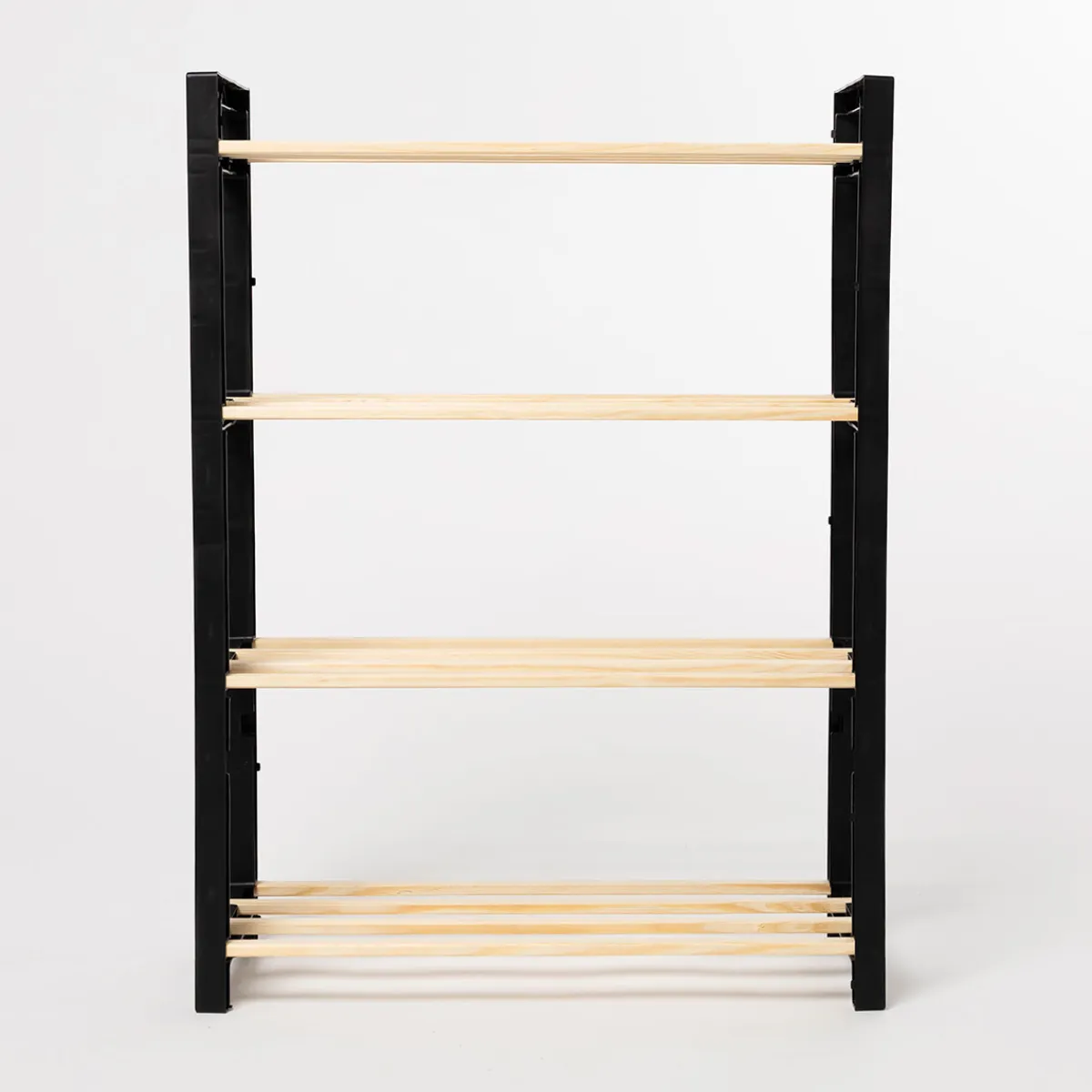 Zapateros>Zapatero con 4 niveles negro de madera