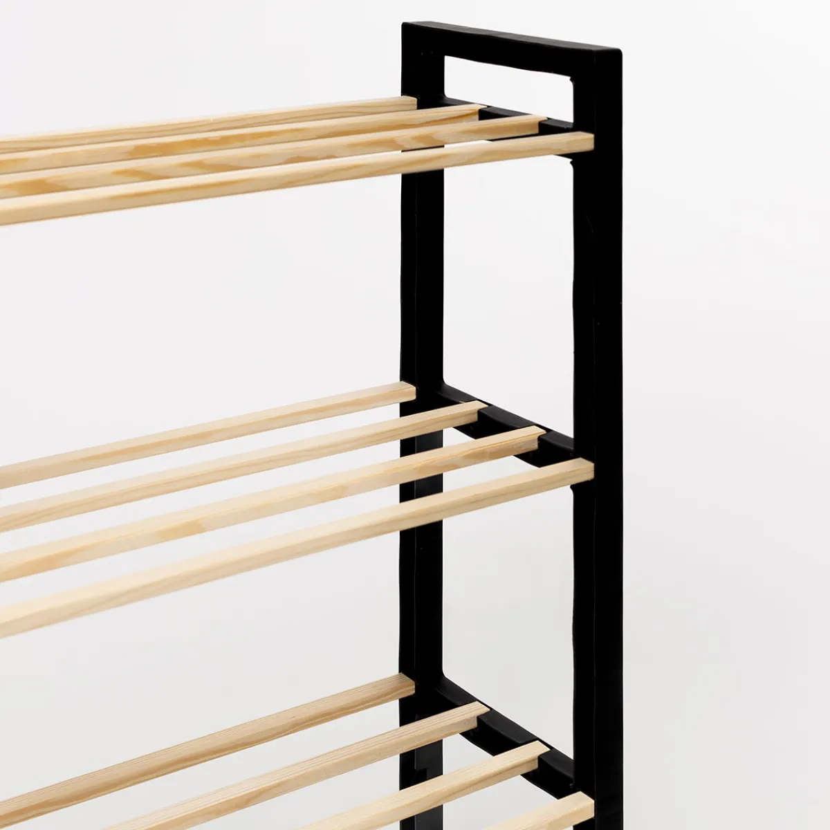 Zapateros>Zapatero con 4 niveles negro de madera