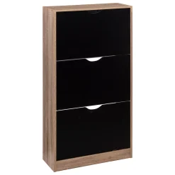 Zapateros>Zapatero Marrón Y Negro Con 3 Cajones